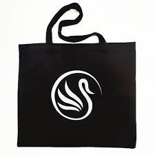 Silver Swans Canvas Tote Bag - Black